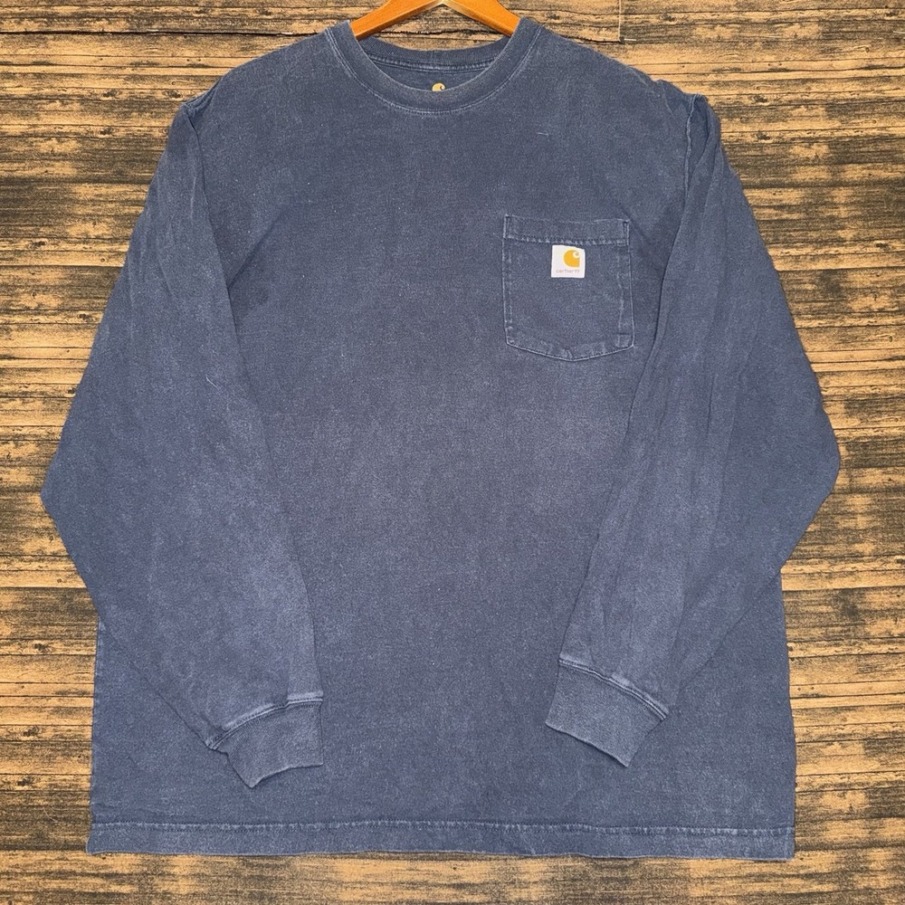 Carhartt Long Sleeve Pocket T Shirt Mens L Blue Original Fit K126-NVY